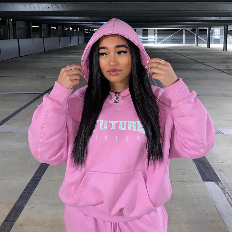 

Letter embroider Sweatshirt Hoodie Cotton Loose Long Sleeve Warm thick Pullover Casual Pull Sweatshirts Creativity Zipper Hooded