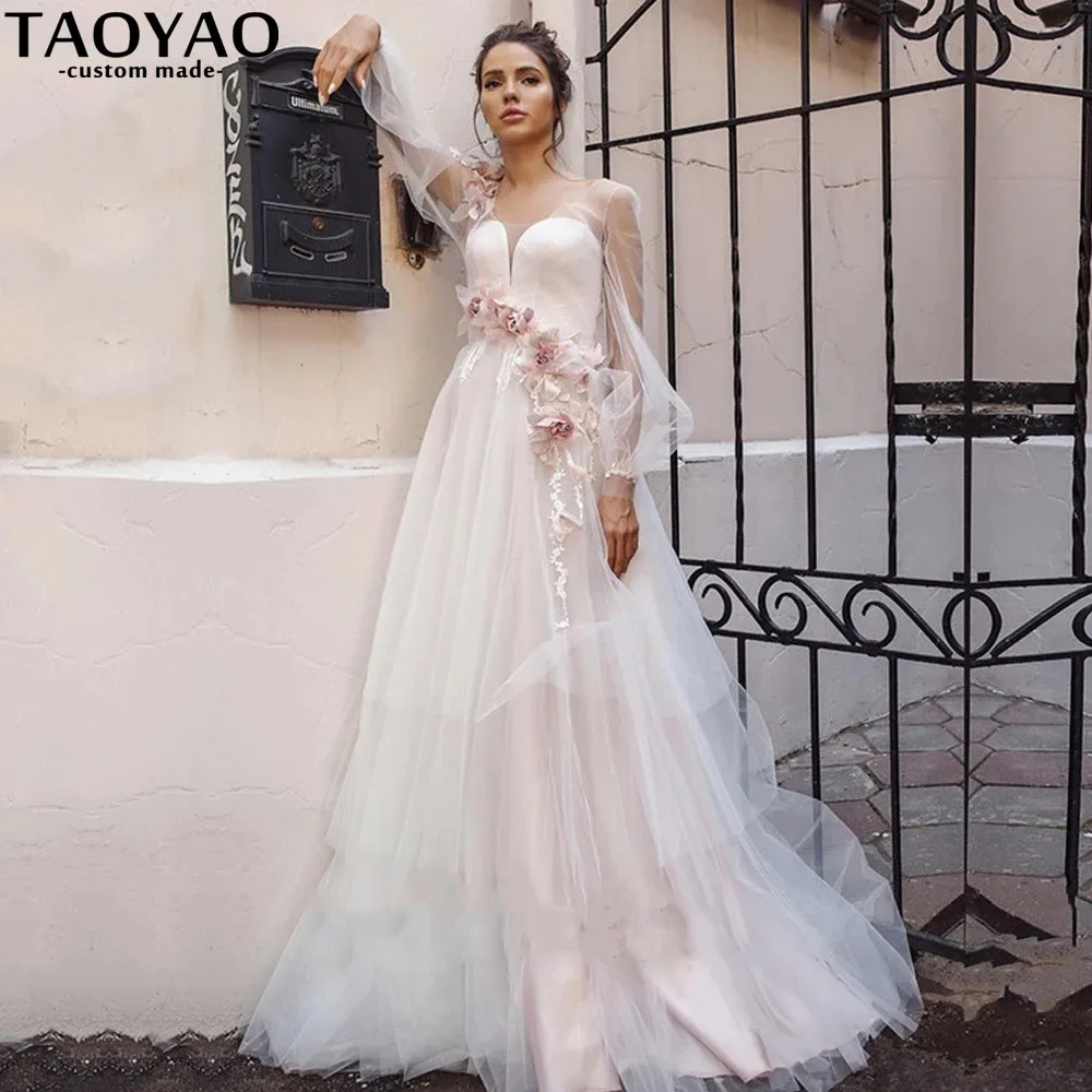 

Sweetheart Flower Appliques Long Evening Dresses A-Line Illusion Prom Dress For Women Party Lace Up Backless Sexy Robe De Soriee