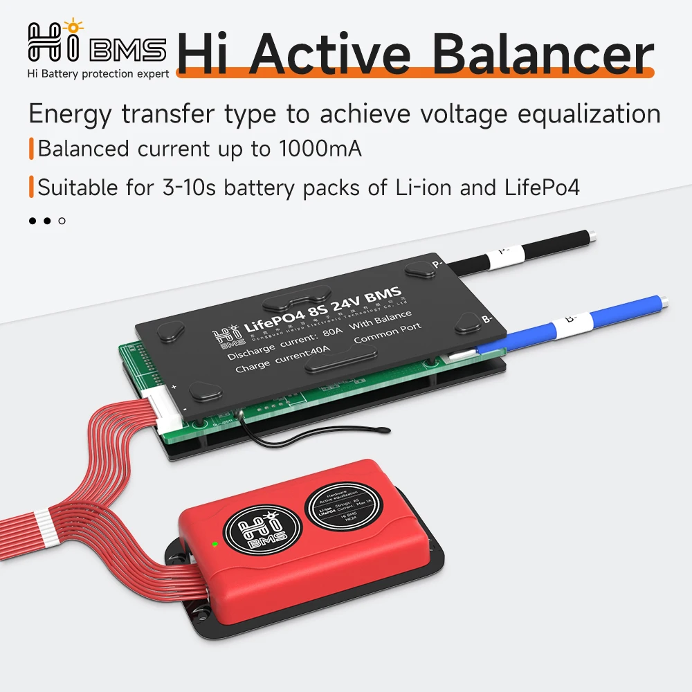 

BMS Active Balancer LiFePO4 BMS 3S 12V 4S 7S 8S 10S BMS Protection Circuit Balance Board Bluetooth 1A for Battery Equalizer