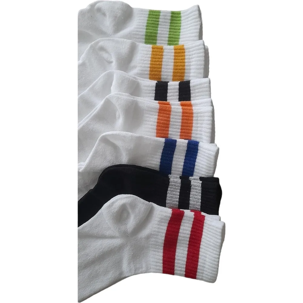7 PCs Unisex Striped Tennis College Socks 7 PCs Hip Hop man women unisex solid socks Harajuku skateboard colorful stripe mutlu socks