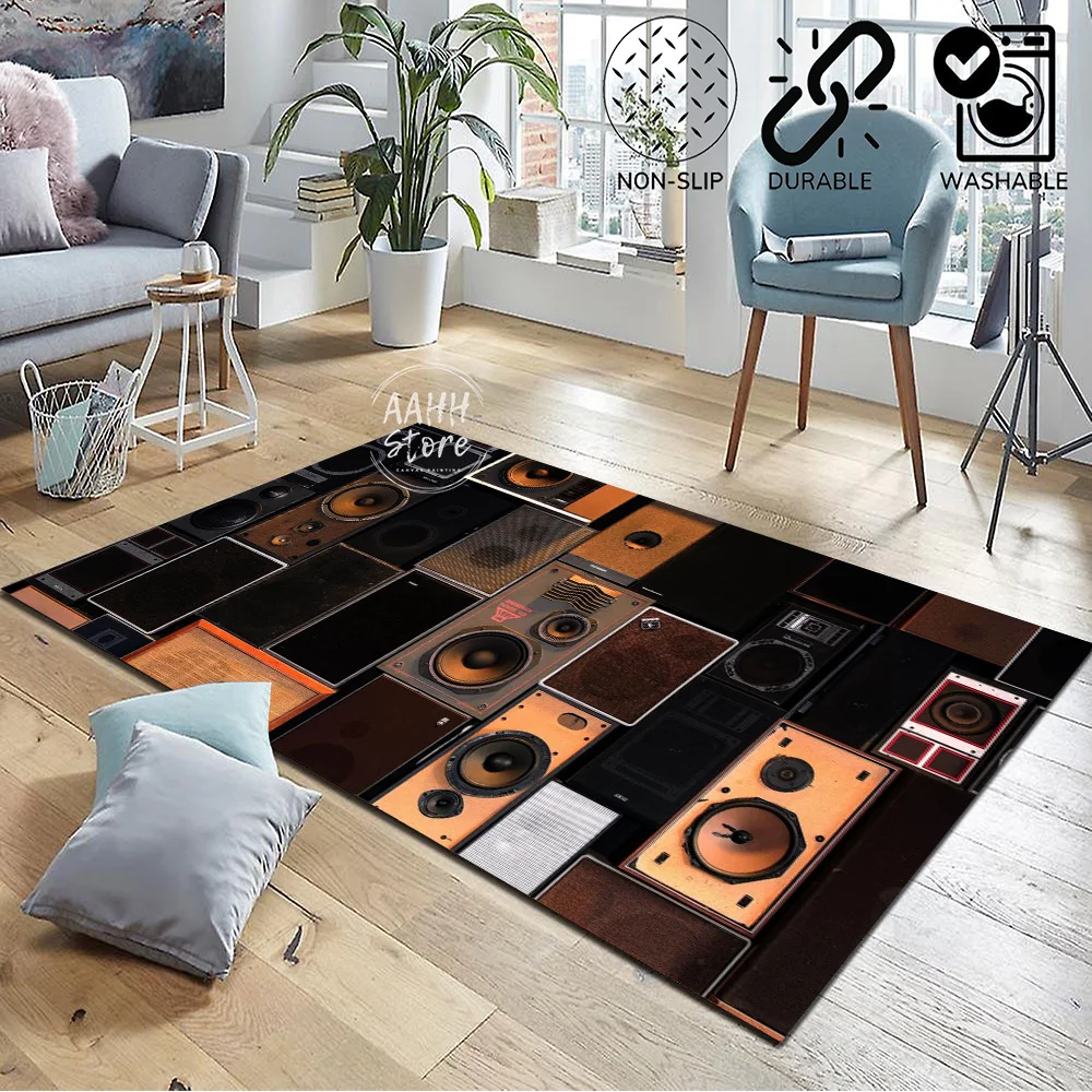 

Speaker Design Music Print Rug Custom Radio Cassette Carpet Record Music Cool Area Rug Popular Custom Carpet for Living room