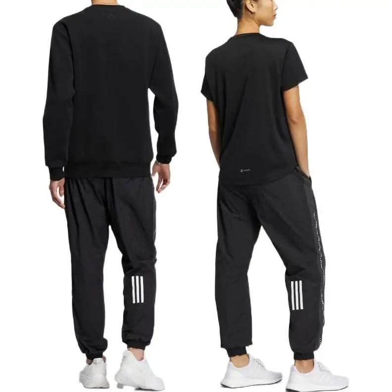 Повседневные брюки Adidas в полоску с буквенным принтом низ унисекс черный IA9422