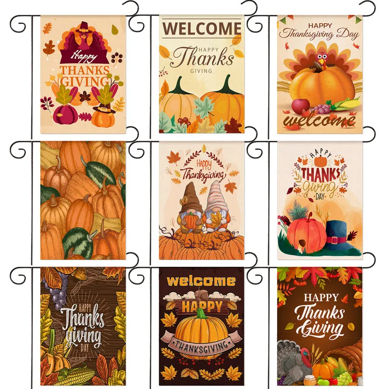 

Thanksgiving Collection Garden Flag Letter Pumpkin Gnome Print Festive Yard Decoration Banner 30*45cm（11.81IN*17.71IN）