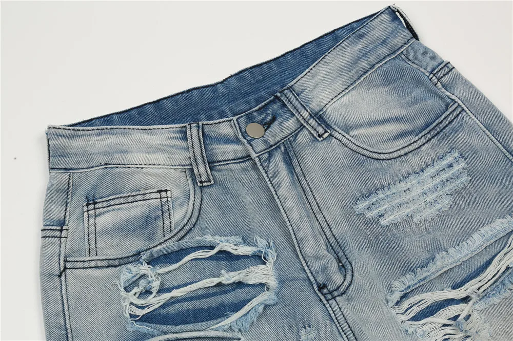 New Hole Ripped Jeans for Men Distressed Punk Loose Pants Mens Harajuku Hip Hop Wide Leg Denim Trousers Male Vintage Clothes