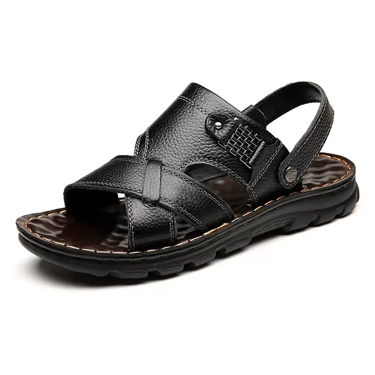 

Summer new sandals men's casual top layer cowhide beach shoes comfortable dual-use sandals and slippers leather all-match outdoo