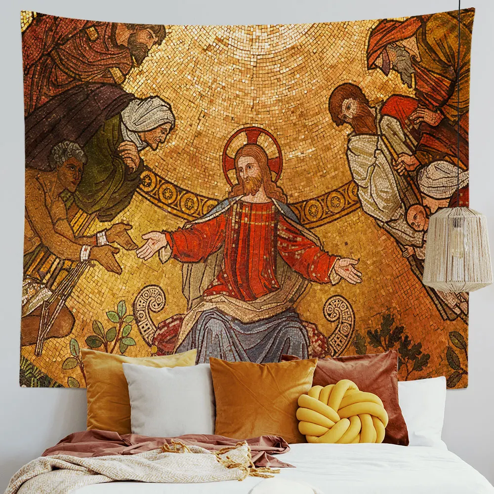 

Jesus Tapestry Medieval Religion Europe a Prophecy Wall Hanging For Religious Ceremony Art Home Living Room Spiritual Decor