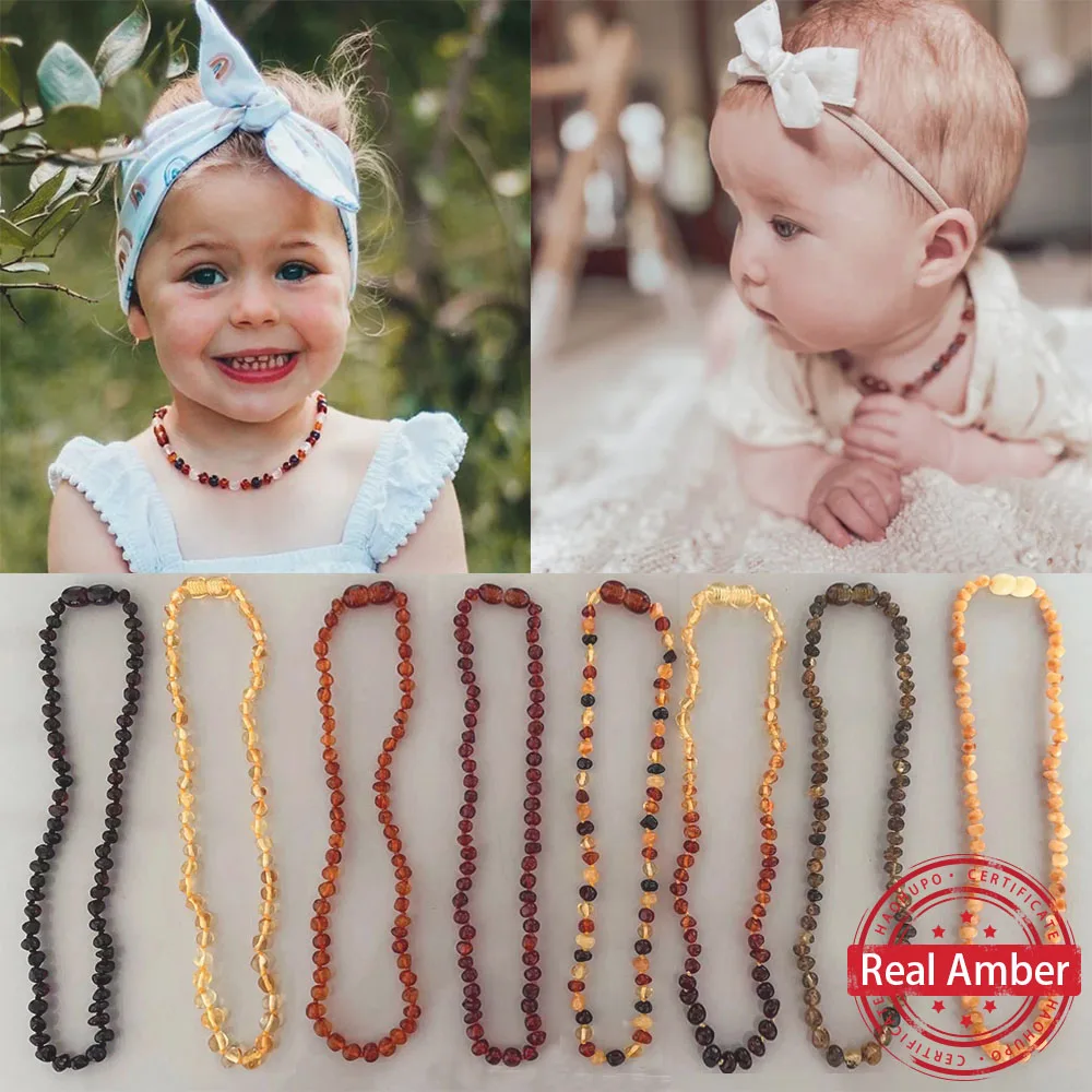 

Amber Necklace Baby Teething Lab Tested Natural Genuine Ambers Necklaces Jewelry 10 Colors 7 Sizes Anti Inflammatory Gemstone