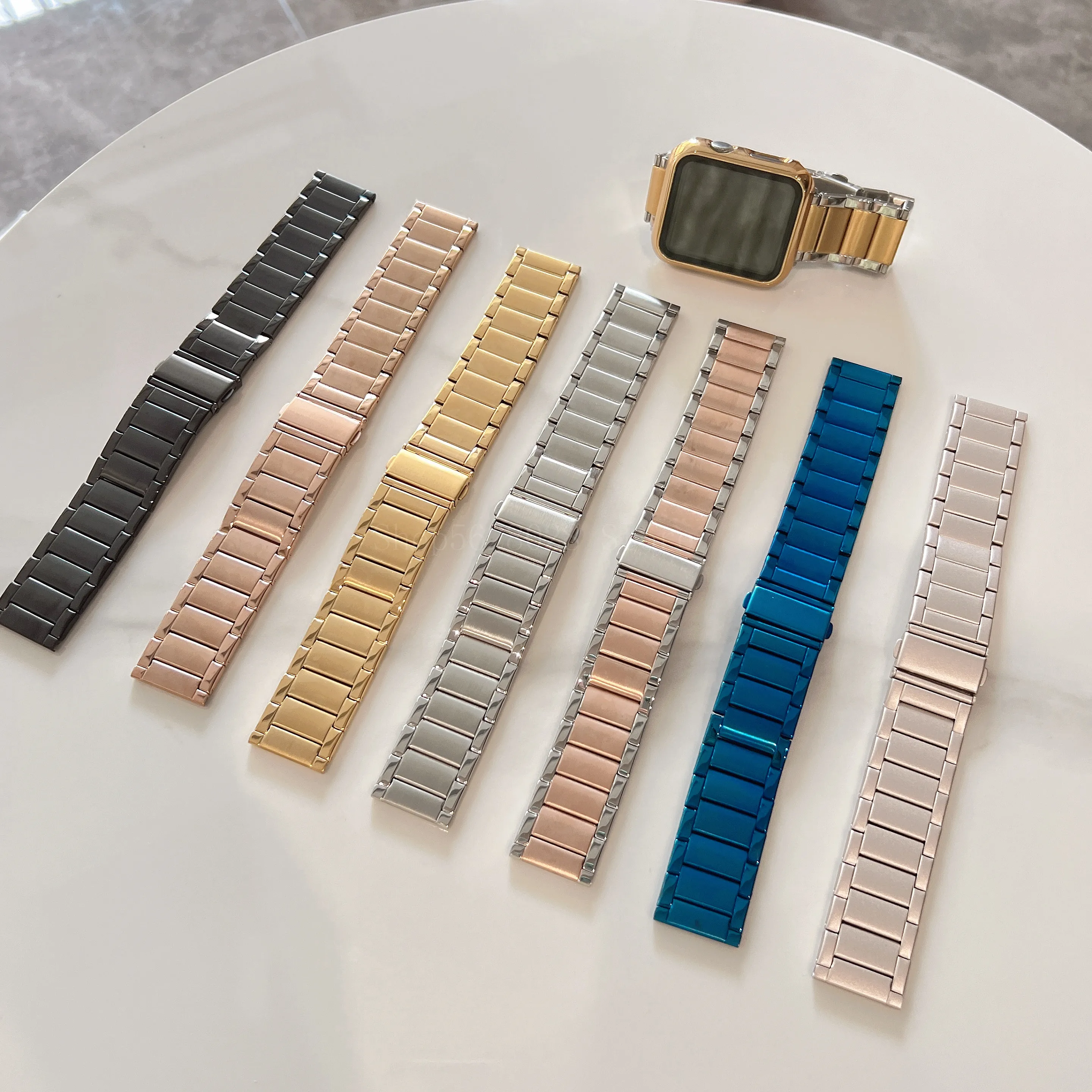 Strap For Apple watch Band 7 45mm 40mm 38mm 42mm 41 44 mm Accessorie starlight Metal bracelet for iWatch serie 7 4 5 6 se 3