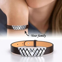 dascusto customized bangles women bracelet with crystal personalized custom name bracelet leather bracelet custom beads jewelry
