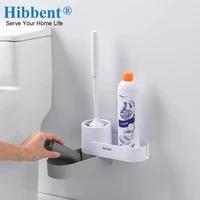 hibbent bathroom silicone toilet brush hanging long handle cleaning brush with storage rack cleaning tools bathroom accessories