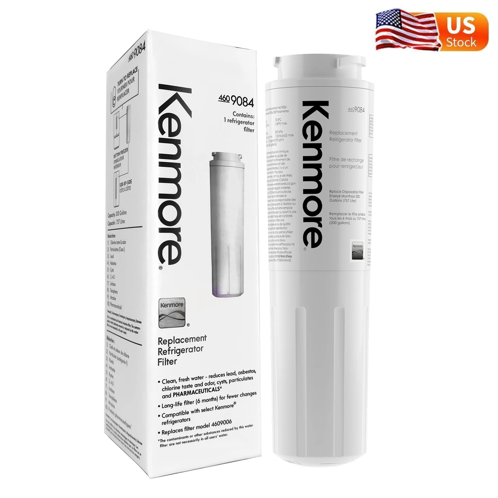 

Compatible with Kenmore 9084 9006 46-9006 Filter 4 Water Filter Replacement, 1-4Pack