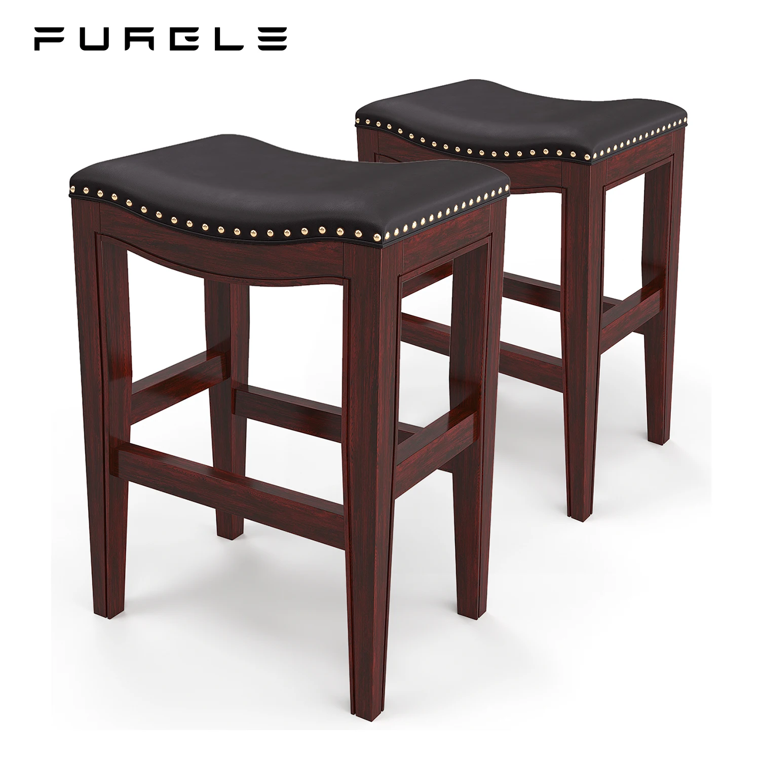 Furgle 2PCS Bar Stools Malaysian Style Retro Wooden Bar Chairs For Kitchen Dining Chairs Interior Furniture