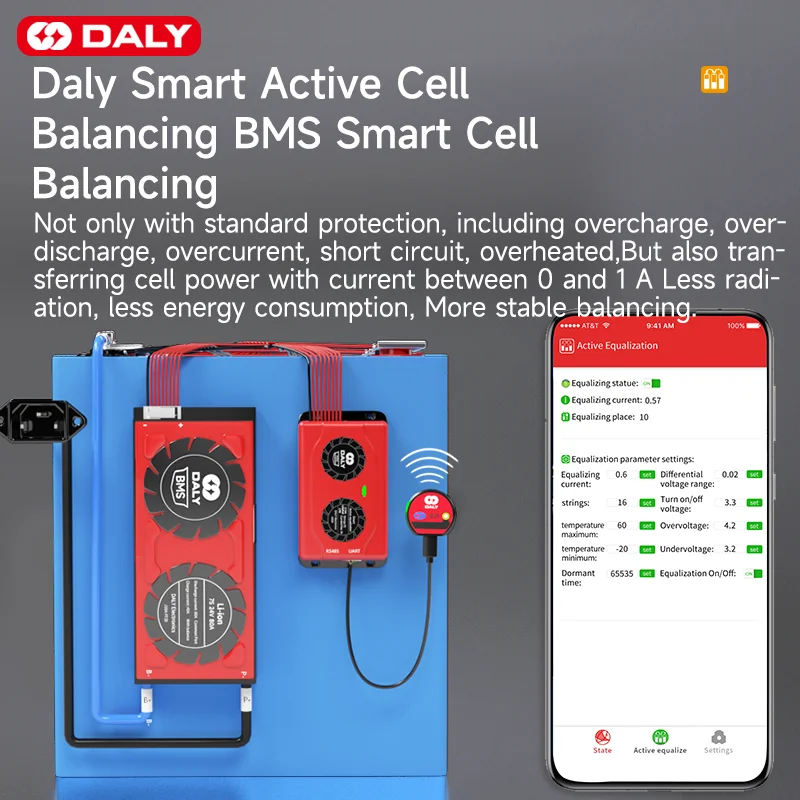 Фото Daly BMS 1A Smart Active Balancer lifepo4 4S 8S 12S 13S 14S 16S 17S 20S 24S battery18650 60A 80A 100A 150A 200A 500A для скутера №2