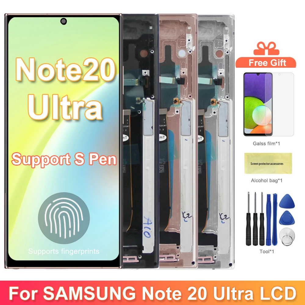 

Note 20 Ultra Display Screen Assembly for Samsung Galaxy Note20 Ultra 5G N985F N986B Lcd Display Digital Touch Screen with Frame