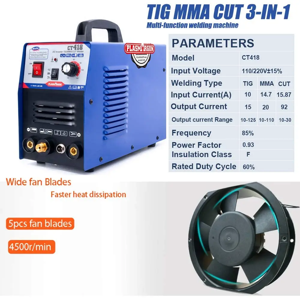 Многофункциональный инвертор CT418 CUT/TIG/MMA 3 в 1 плазменный резак 40A сварочный