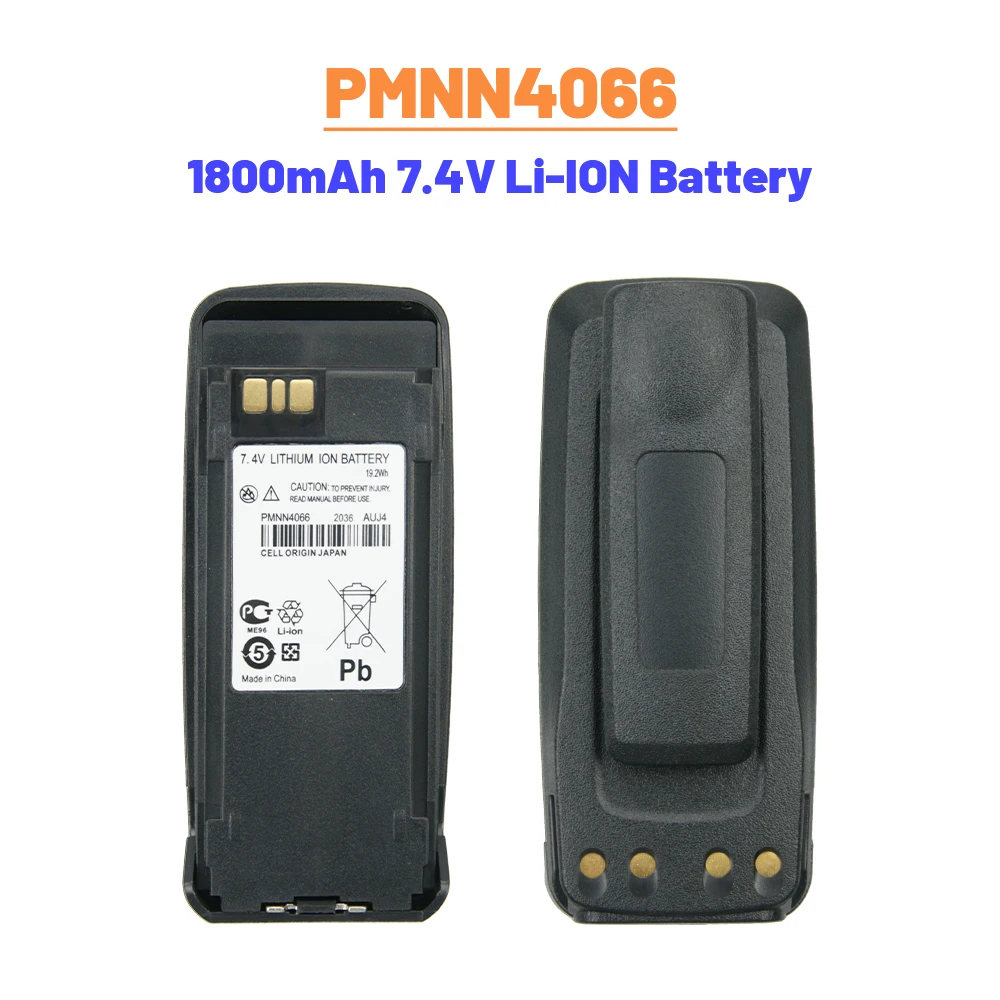 

Сменный аккумулятор PMNN4066 1800 мАч для Motorola XIR P8200/P8260/P8268 DP3400 MTR3000, аккумулятор для двусторонней радиосвязи с зажимом для ремня