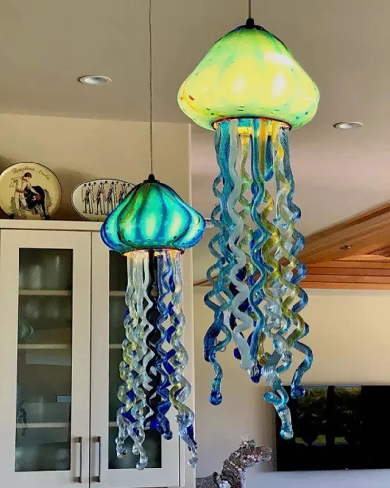LONGREE стеклянная люстра с Медузой художественный декор Подвесная лампа из дутого