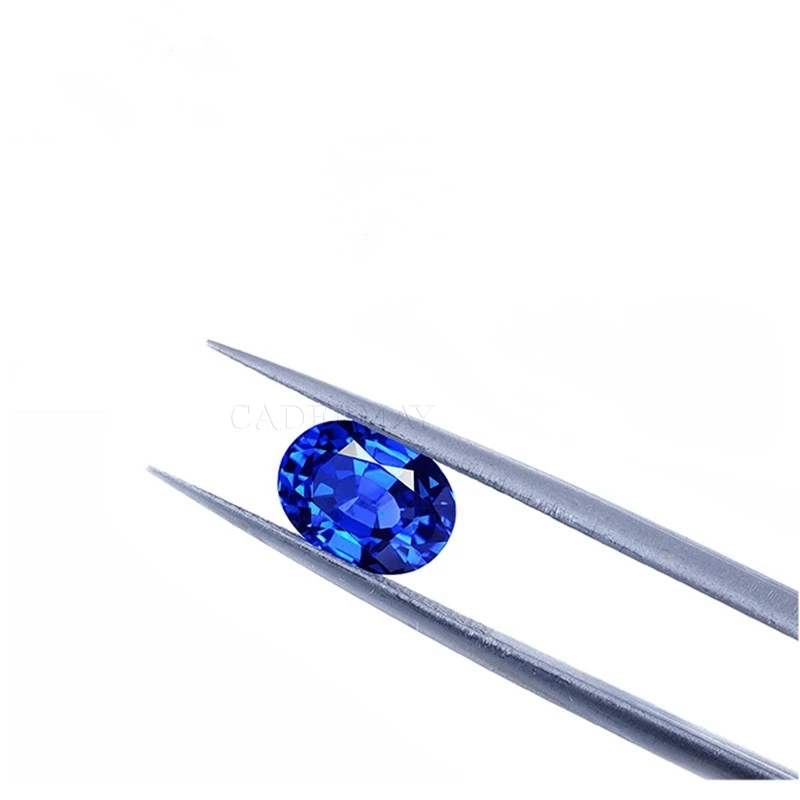 

CADERMAY Hot Sale Oval Shape Beads Lab Grown High Quality Royal Blue Sapphire Loose Stone Beads For Jewelry Making DIY