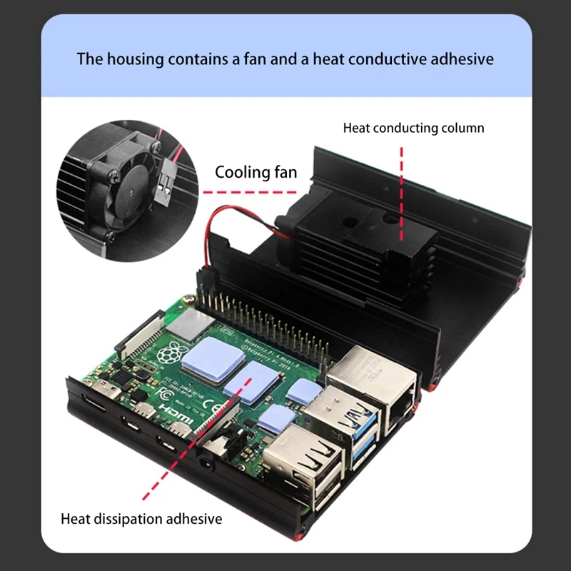 Для Raspberry Pi 4B Чехол с вентилятором защитный чехол из алюминиевого сплава