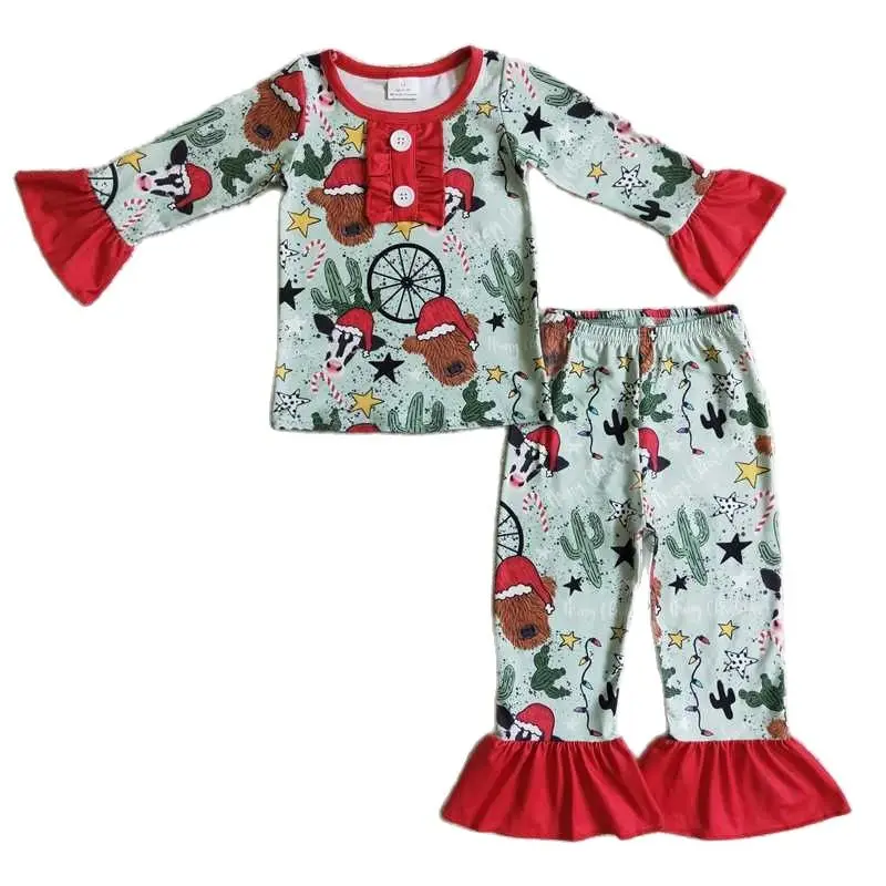 

Girls Christmas Outfit Long Sleeve And Long Pants Cartoon Print