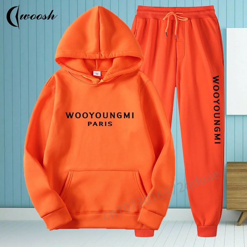 

WOOYOUNGMI Korea Luxury Brand Autumn Winter Sets Mens Fashion Hoodie Sweaters Sweatshirts Womens Outfits Streetwears Tracksuits