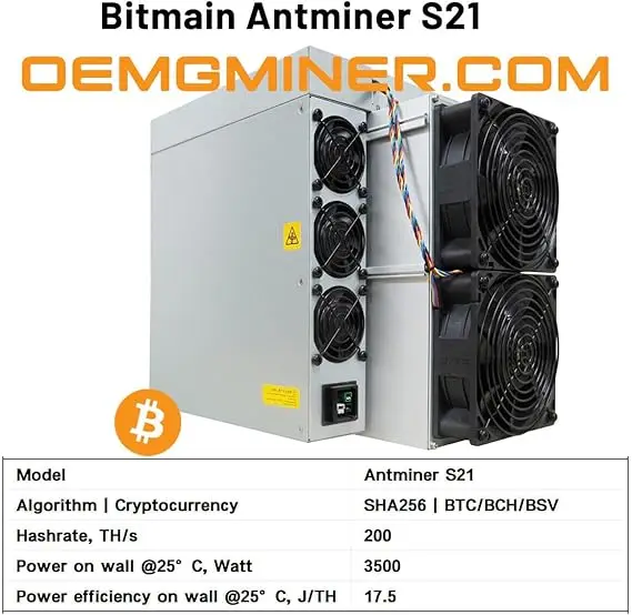NA BUY 4 и получите 2 бесплатных новых Antminer S21 200T 3500 Вт 220-277 В BTC/BCH/BSV SHA256 Майнер с