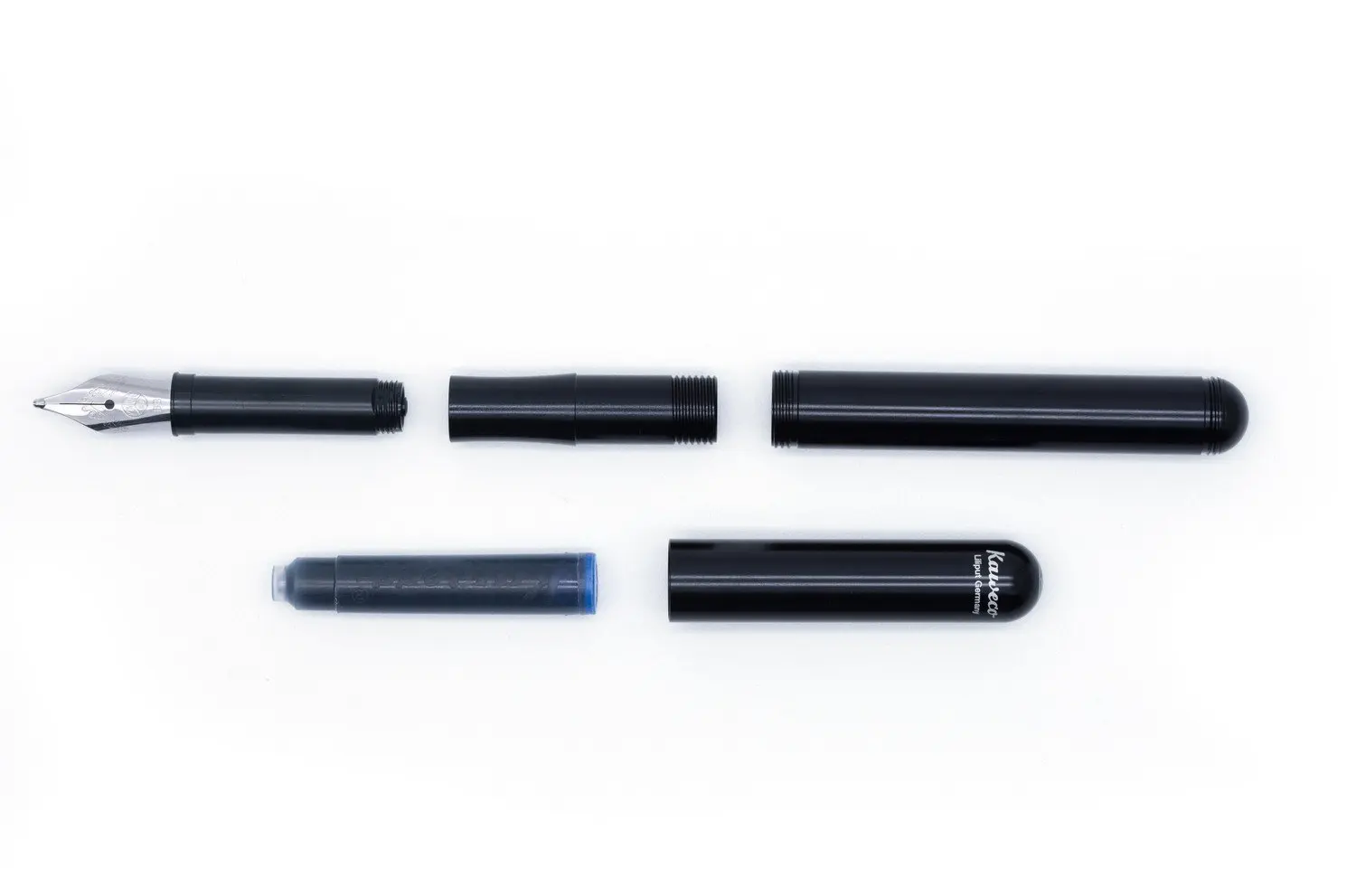 Ручка-роллер Kaweco Liliput F, чёрный алюминиевый корпус.
