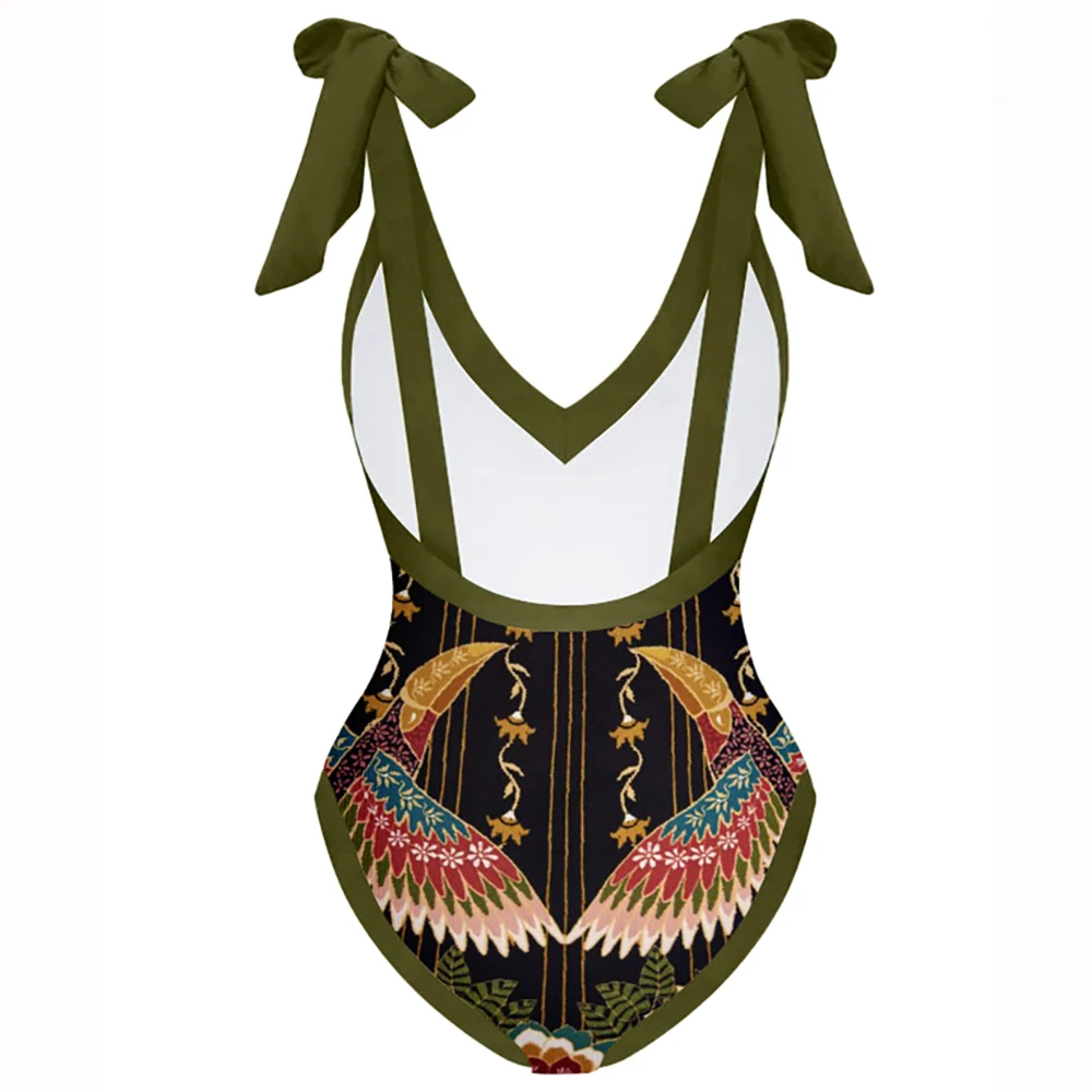 Sexy Printed Bikini Fashion One-piece Swimsuit with Cover Up Designer Bathing Suit Deep-v Beachwear Summer Beach Wear Swimwear