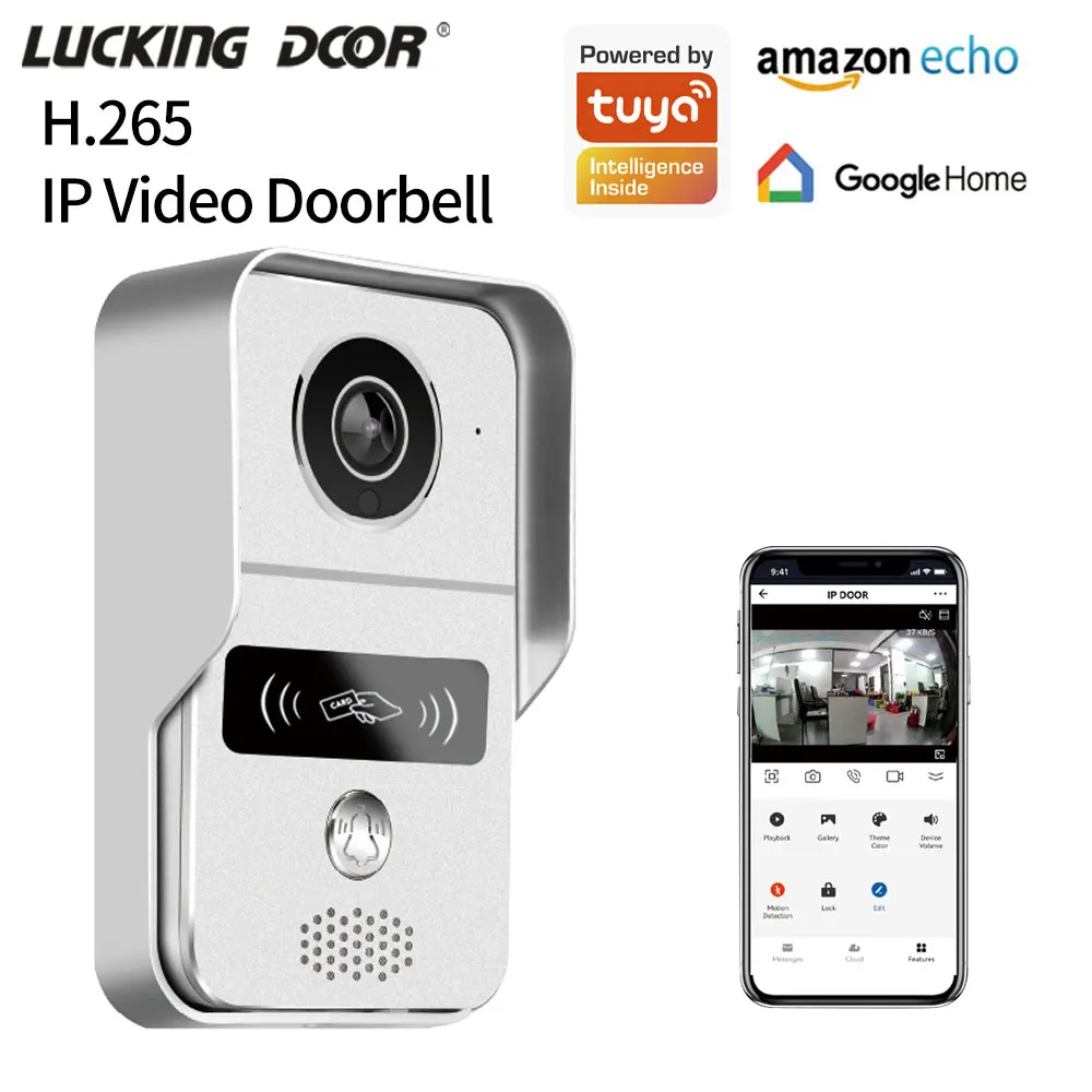 Tuya App 2.4G Wifi Wireless 1080P HD Video Doorbell Doorphone Villa Intercom Remote Door Lock Unlock Module 12V POE Connection