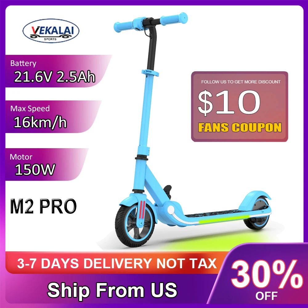 

VEKALAI M2 Pro Electric Scooter For Kids Children 150W Motor 16km/h Spped 21.6V 2.5Ah Foldable Colorful Lights Kids Scooter