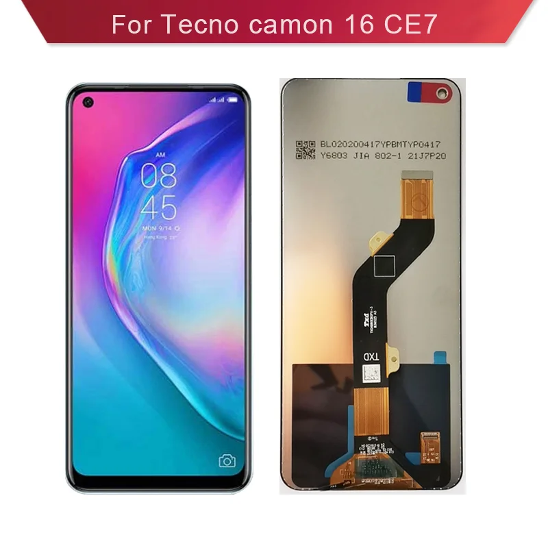 Полный ЖК-дисплей для Tecno Camon 16 CE7 lcd и кодирующий преобразователь сенсорного