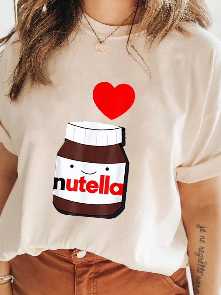 

Women's I Loves Nutellas Graphic Printing Harajuku Tshirts Casual Round Neck Short Sleeves Cute Tops Tee Ladies Clothing T-Shirt