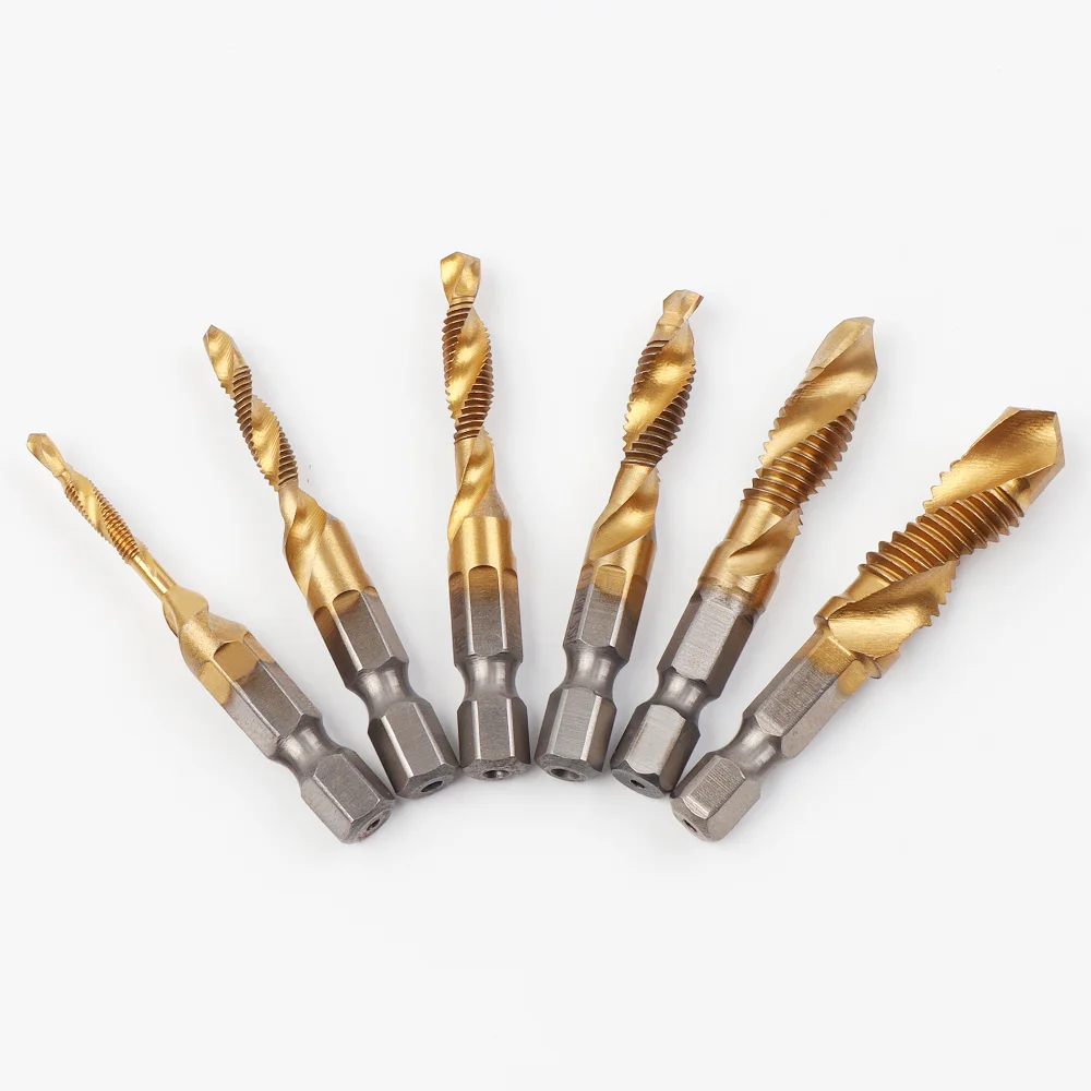 

Набор титановых сверл HSS 6 шт., 1/4", M3-M10