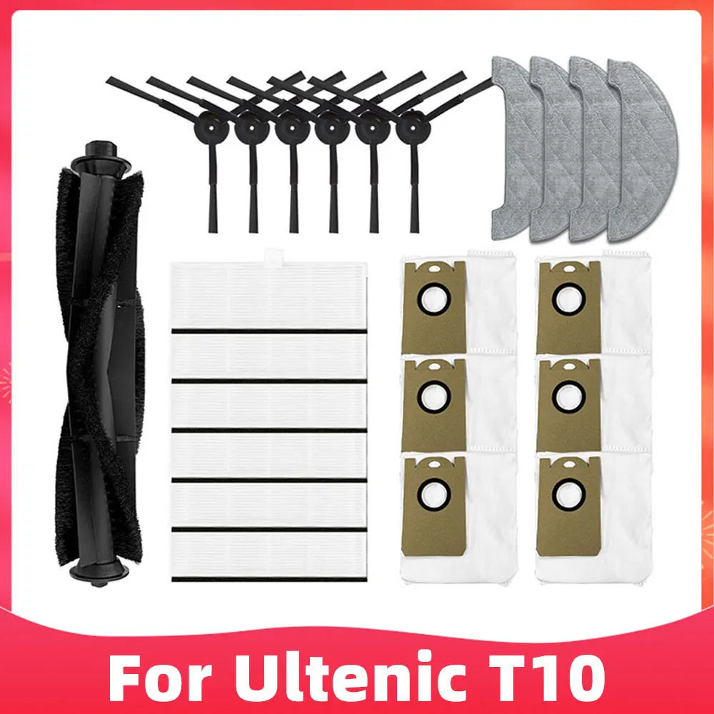 

Replacement For Ultenic T10 Self-Empty Robot Vacuum Spare Parts Main Brush Side Brush Hepa Filter Mop Rag Dust Bag