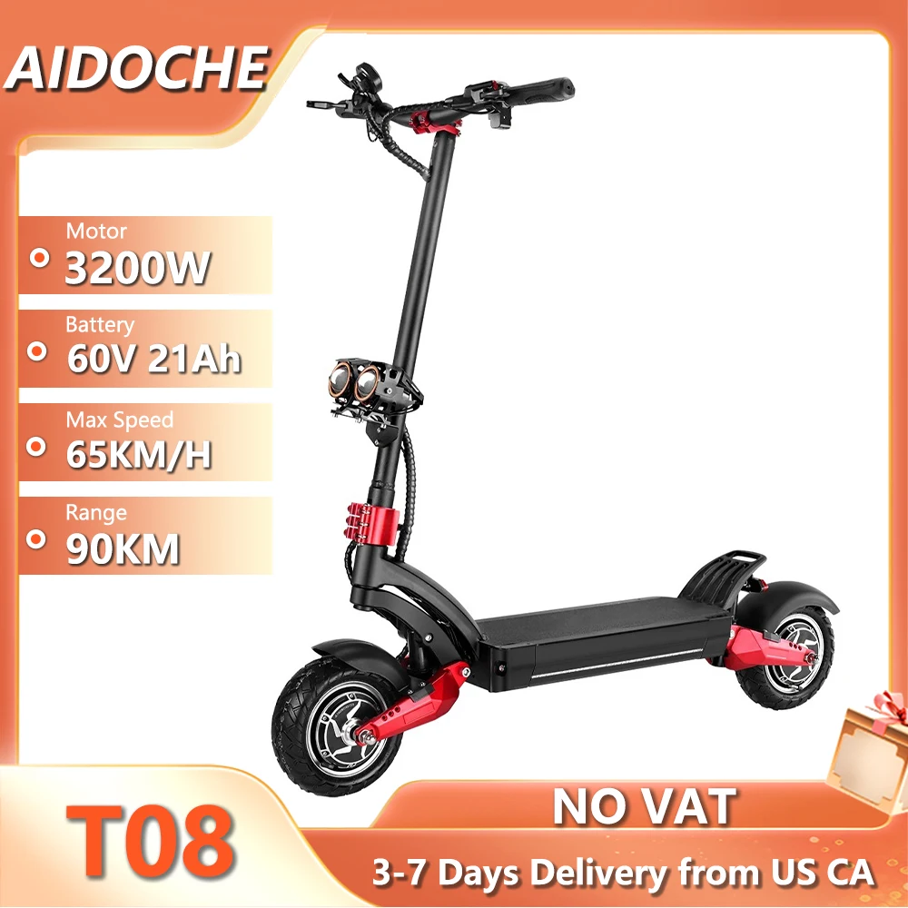 

Adult Folding Electric Scooter 3200W Dual Motor 60V 21AH Up To 70KM/H 10 Inch Off Road Skateboard E-scooter