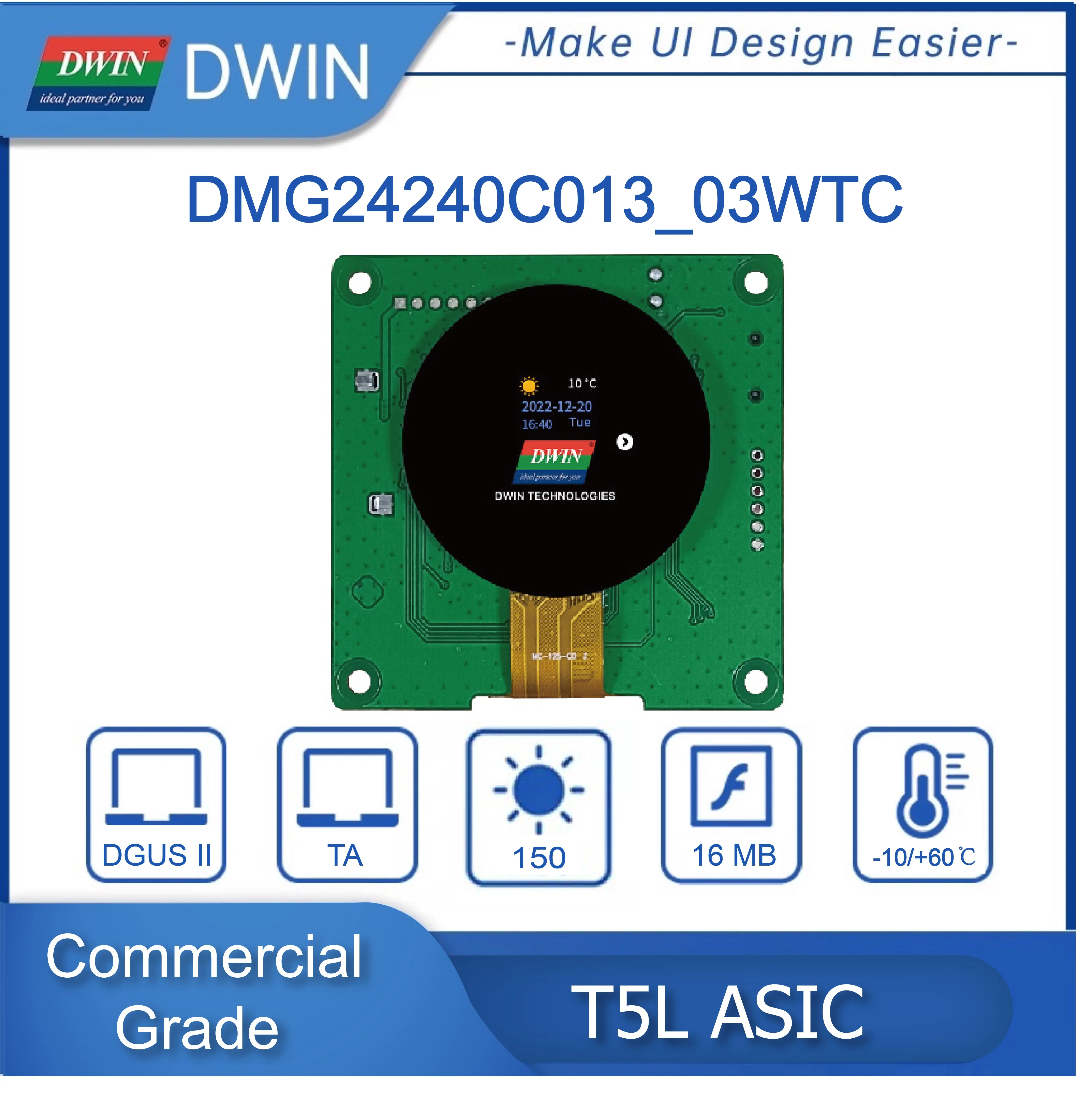 

DWIN 5,5-дюймовый круглый ЖК-экран коммерческого класса 1,3*240 пикселей 240 K цветов IPS-TFT-LCD широкий угол обзора dmg24240c013 _ 03w