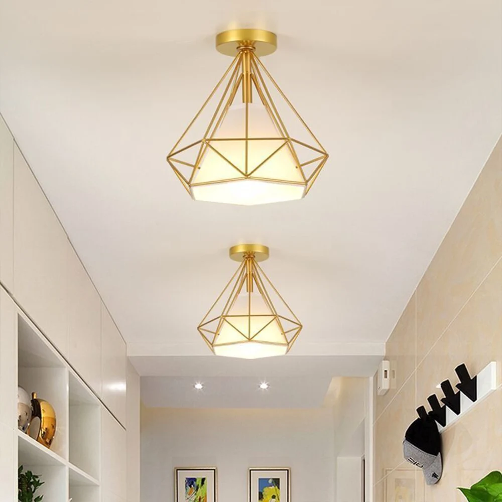 Золотая винтажная потолочная лампа современный железный светильник в