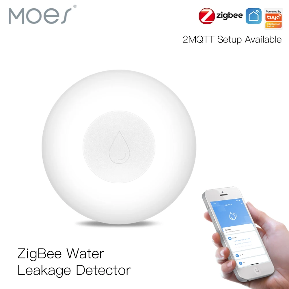 

Moes ZigBee Flood Sensor Water Leakage Detector Tank Full Alert Overflow Security Alarm System Tuya Smart App Remote Control