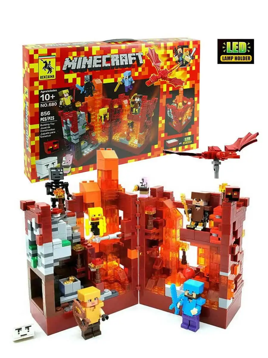 Конструктор RENZAIMA Minecraft 680 . Сражение в красной крепости.856 деталей Совместим с