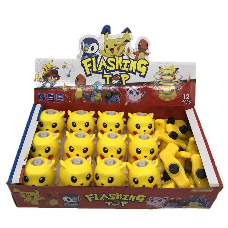 12 шт./коркоркор. покемон аниме Kawaii Pika Chuka светодиодный спиннинг Топ