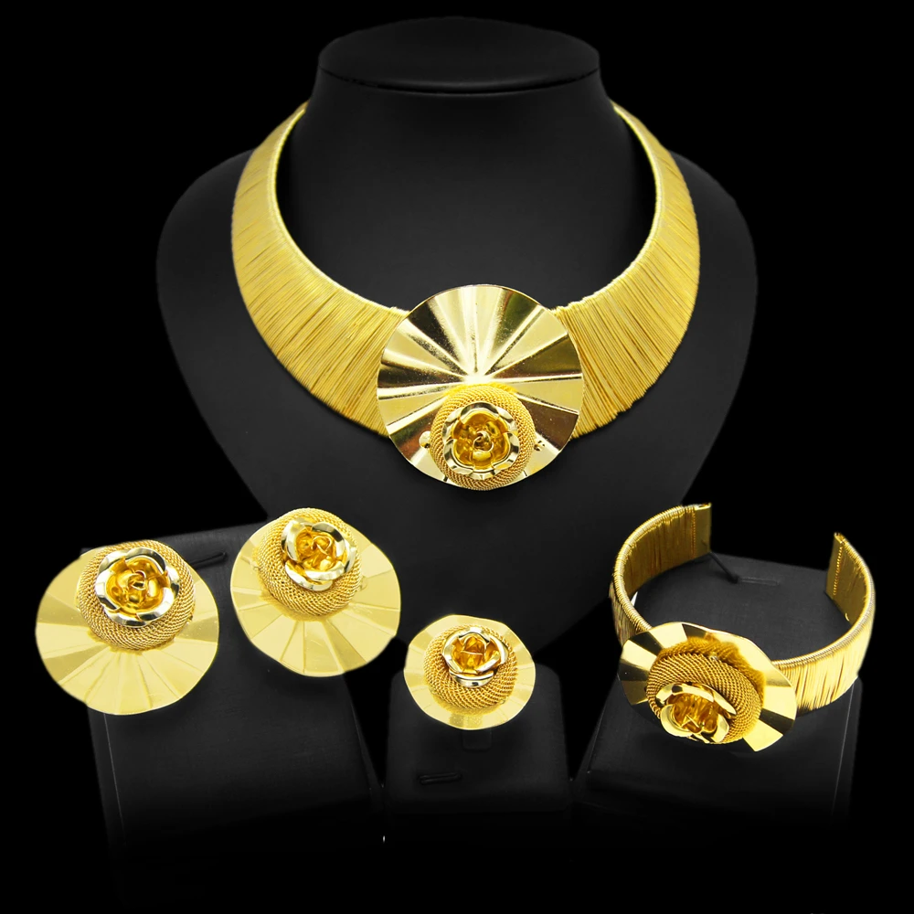 Jewelry Set For Women Brazilian Gold Colour Original Edition Design Luxury Necklace Bracelet 2022 Fashion Trends H30003
