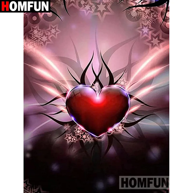 

HOMFUN Diy Full Square Round Drill 5D Diamond Painting Cross Stitch Diamond Embroidery "Scenery Heart" Home Decor Gift