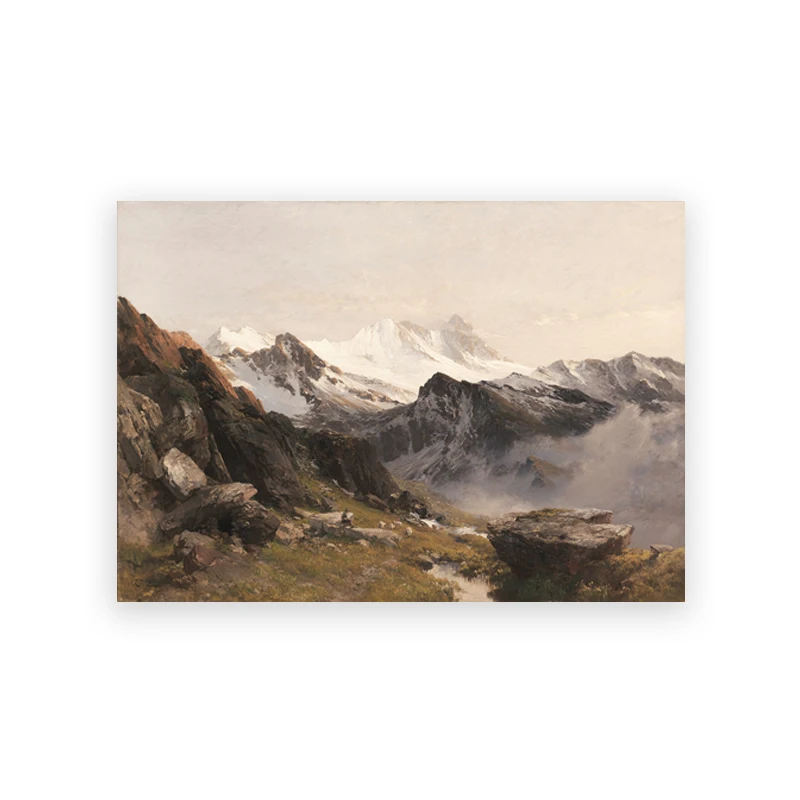 

Винтажная деревенская горная галерея, настенная художественная печать, деревенский лес, картина маслом, холст, постер, озеро, пейзаж, настенные панно, домашний декор