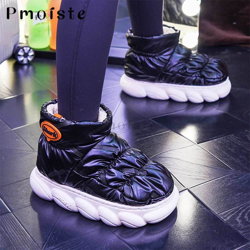 

Winter Home Slippers for Women Warm Indoor High Top Plush Cotton Slipper Shoes Waterproof Down Cloth Boots Men House Slippers