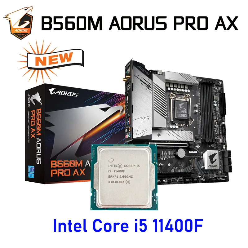 

LGA 1200 Gigabyte B560M AORUS PRO AX DDR4 Intel B560 материнская плата 1200 Intel Core i5 11400F CPU Combo M.2 128 ГБ I5 11400F Новинка