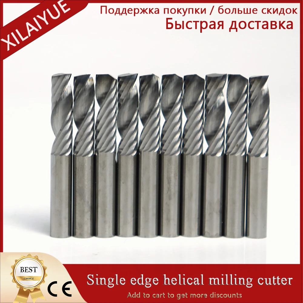 

6mm Single-Edged Spiral Milling Cutter 10pc CNC End Milling Cutter Tungsten Carbide Cutter,Used For CNC Router Engraving Cutter.