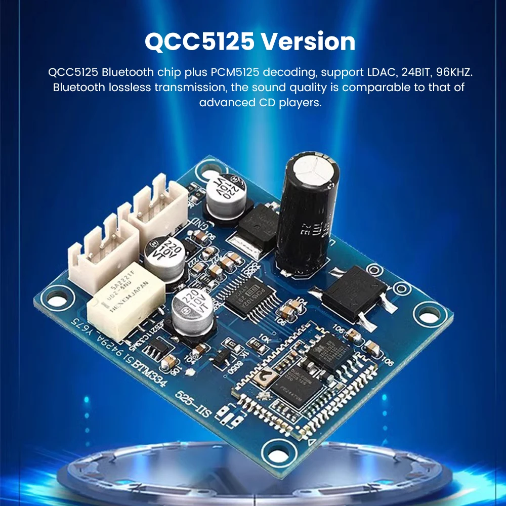 Фото Плата декодера AIYIMA Bluetooth 5,1 QCC5125 CSR8675 DAC аудио Плата Поддержка APTX/LDAC/ACC 24Bit/96K для дома «сделай сам» №5