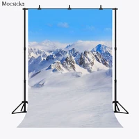 snow mountain natural scenery photoshoot backdrop winter blue sky and white clouds photo props studio booth background