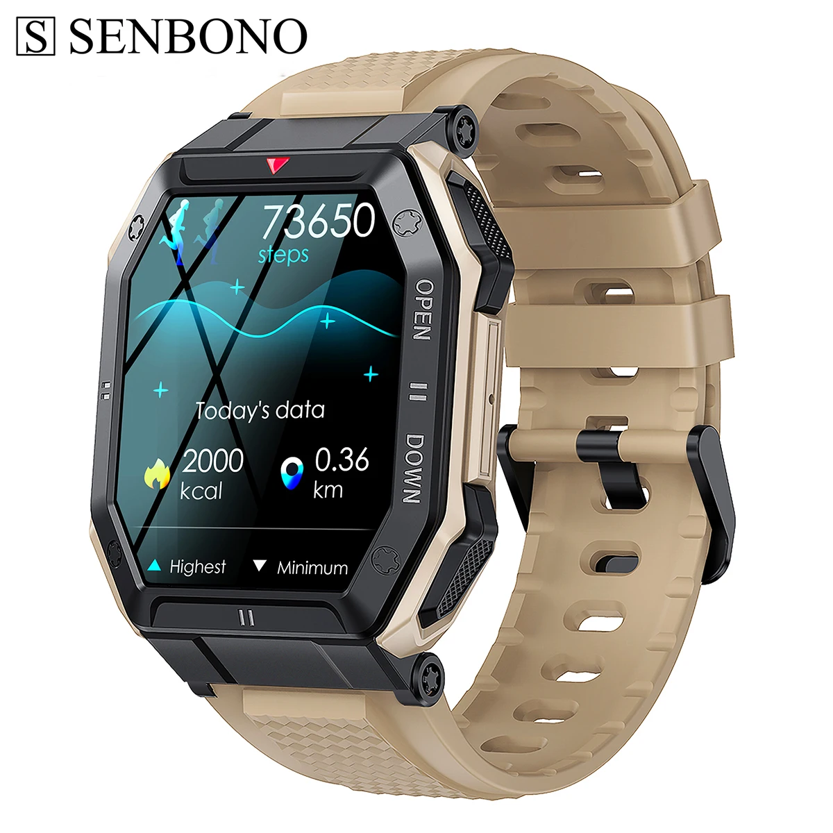 

SENBONO 2022 Men's Smart Watch 350mAh Big Battery Sport Watch Bluetooth Call Fitness Tracker Waterproof Smartwatch for Xiaomi