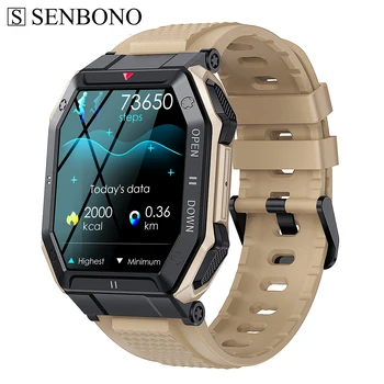 SENBONO 2022 Men's Smart Watch 350mAh Big Battery Sport Watch Bluetooth Call Fitness Tracker Waterproof Smartwatch  for Xiaomi 1